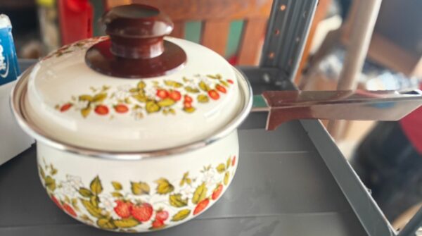 Stock pot mid century strawberry medium