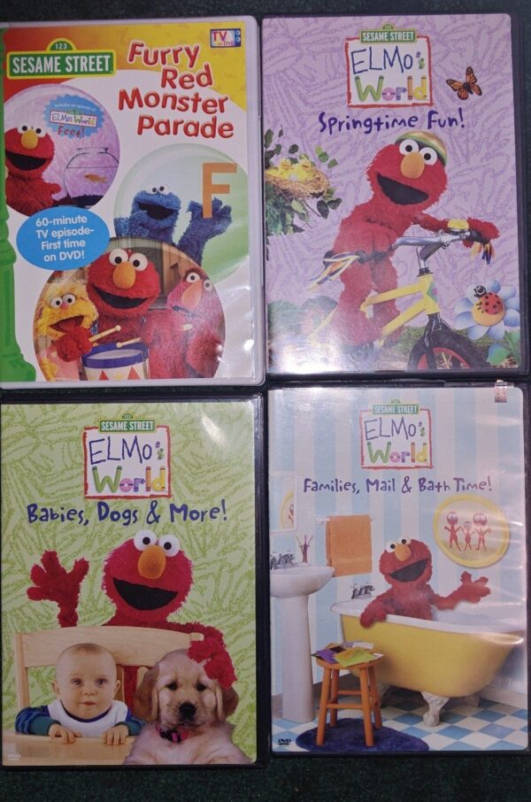 A four pack Elmo sesame Street DVDs