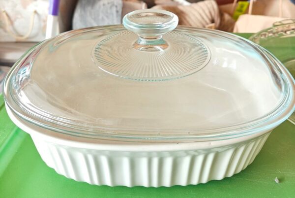 CorningWare casserole dish with lid