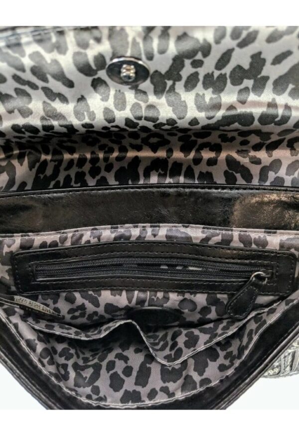 Dana Bushman Faux Crocodile Houndstooth Grey & Black Cross Body Purse. - Image 3
