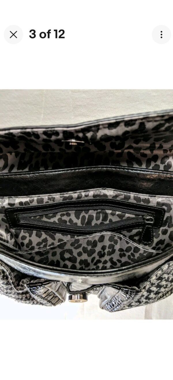 Dana Bushman Faux Crocodile Houndstooth Grey & Black Cross Body Purse. - Image 4